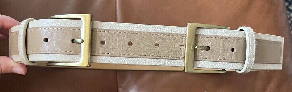 W By Worth Cream Tan Double Buckle Belt XS